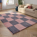GROOVY - Tapis salon vintage années 70 bleu rayé – GRO386BLE
