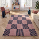 GROOVY - Tapis salon vintage années 70 bleu rayé – GRO386BLE