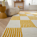 GROOVY - Tapis salon vintage années 70 jaune rayé - GRO386JAU