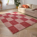 GROOVY - Tapis salon vintage années 70 rouge rayé - GRO386ROU