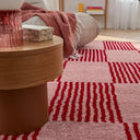 GROOVY - Tapis salon vintage années 70 rouge rayé - GRO386ROU