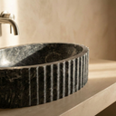 Fluted Marble Vessel Sink – Luxury Oval Bathroom Basin | Petra Vera