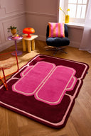 Nuage sucré – Tapis en laine - Rose et Bordeaux