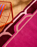 Nuage sucré – Tapis en laine - Rose et Bordeaux
