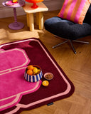 Nuage sucré – Tapis en laine - Rose et Bordeaux