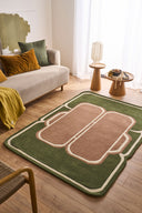 Cèdre blanc – Tapis en laine vert et marron