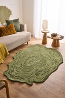 Cèdre blanc – Tapis en laine en forme organique - Vert
