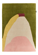 Nuage sucré – Tapis en laine multicolore vert et rose
