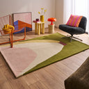 Nuage sucré – Tapis en laine multicolore vert et rose