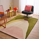 Nuage sucré – Tapis en laine multicolore vert et rose