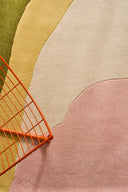 Nuage sucré – Tapis en laine multicolore vert et rose