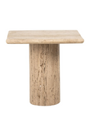 Square Travertine Pedestal Side Table | OROA Hampton