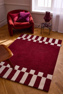 Rouge d'orage – Tapis en laine géométrique - Bordeaux