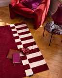 Rouge d'orage – Tapis en laine géométrique - Bordeaux