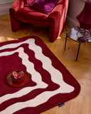 Rouge d'orage – Tapis en laine wavy - Bordeaux