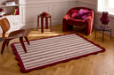 Rouge d'orage – Tapis en laine à rayure - Bordeaux