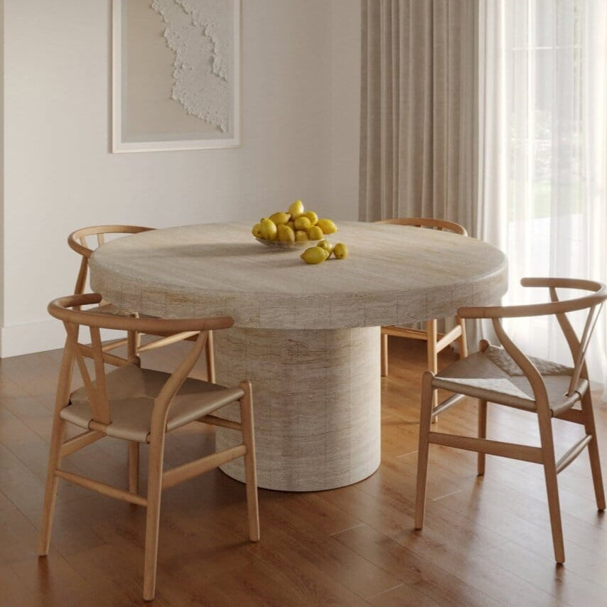 Raphael Travertine Round Dining Table