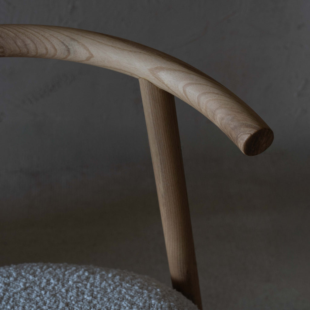 Sandro Natural Wood Modern Boucle Dining Chair