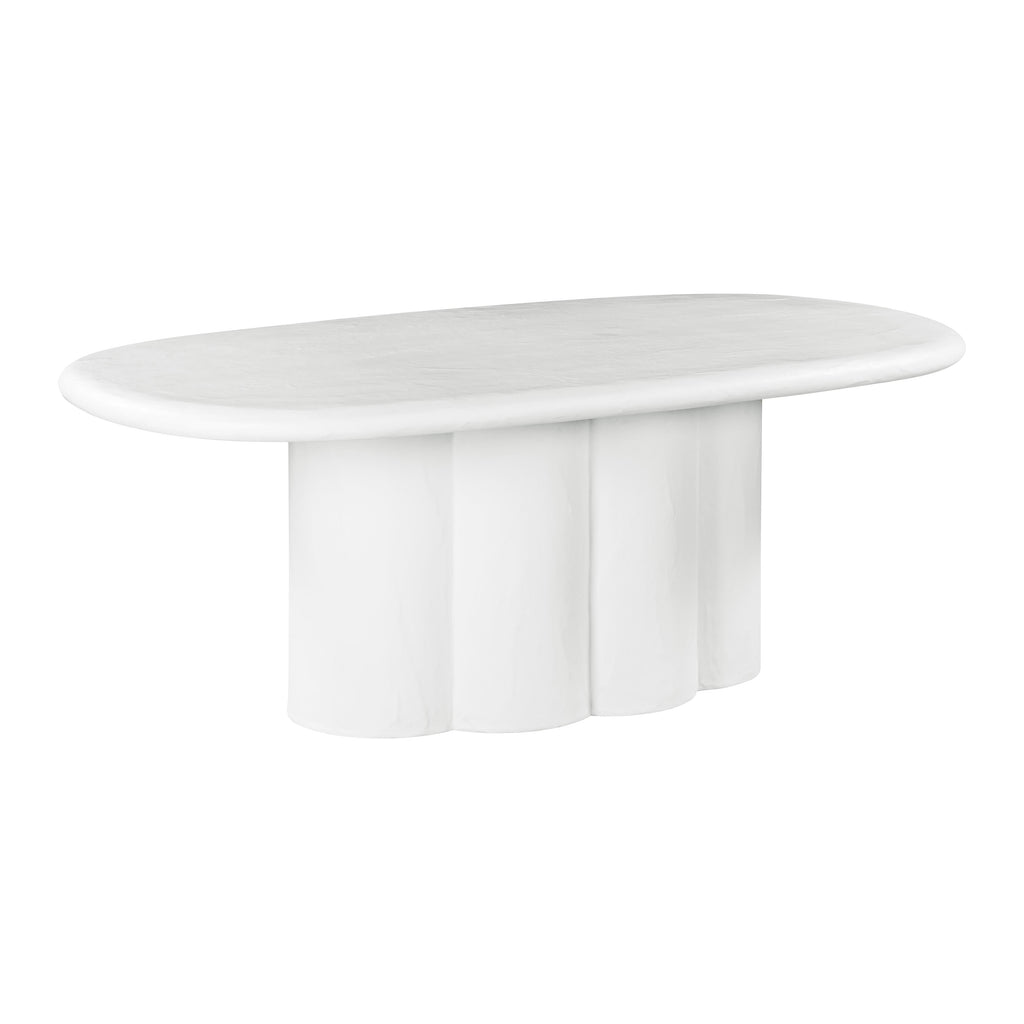 Elika White Faux Plaster Oval Dining Table