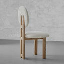 Mid-Century Modern Solid Wood & White Boucle Dining Chair ( Pre-Order 60Days Delivery)