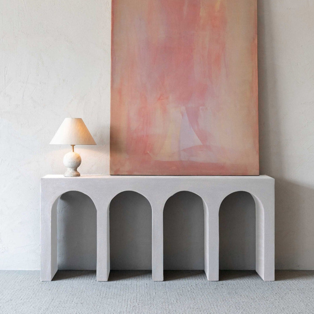 Alaska Vista Wood Arched Baseless Artisan Console Table