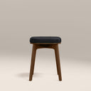 Winchester Low Stool | Vintage Black Faux Leather & Walnut