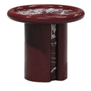 Table d'Appoint en Marbre Rosso Levanto et Bois Verni Bordeaux par Artefatto Design Studio