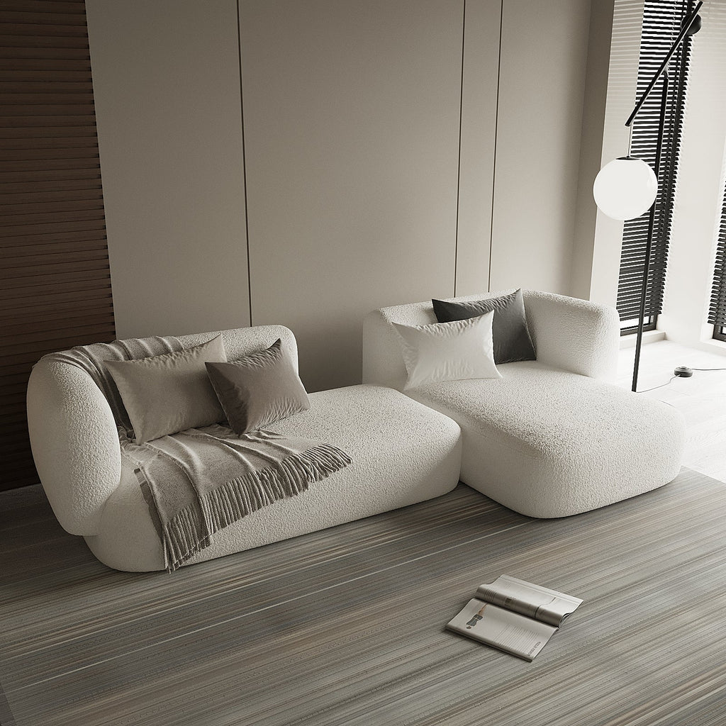 Aura L-Shape Sofa / Premium White Boucle