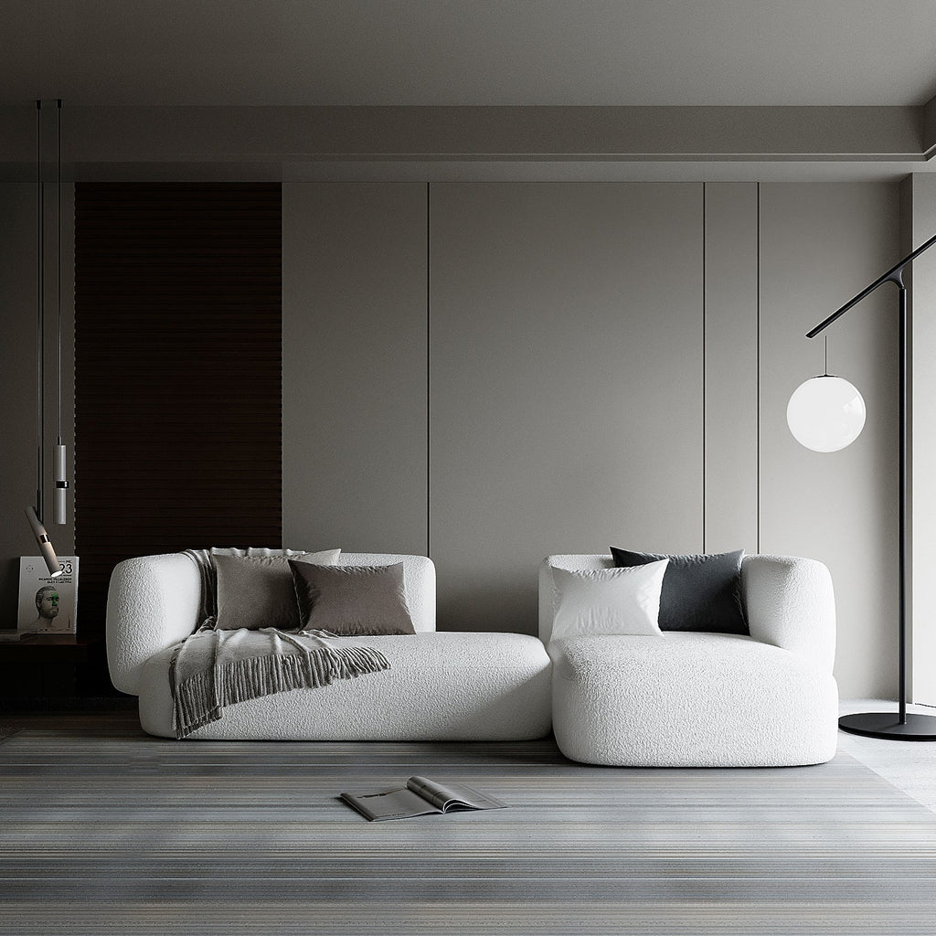 Aura L-Shape Sofa / Premium White Boucle