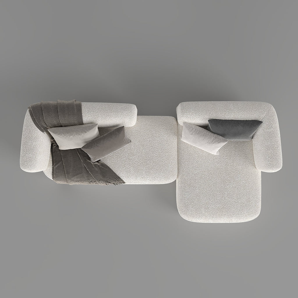 Aura L-Shape Sofa / Premium White Boucle