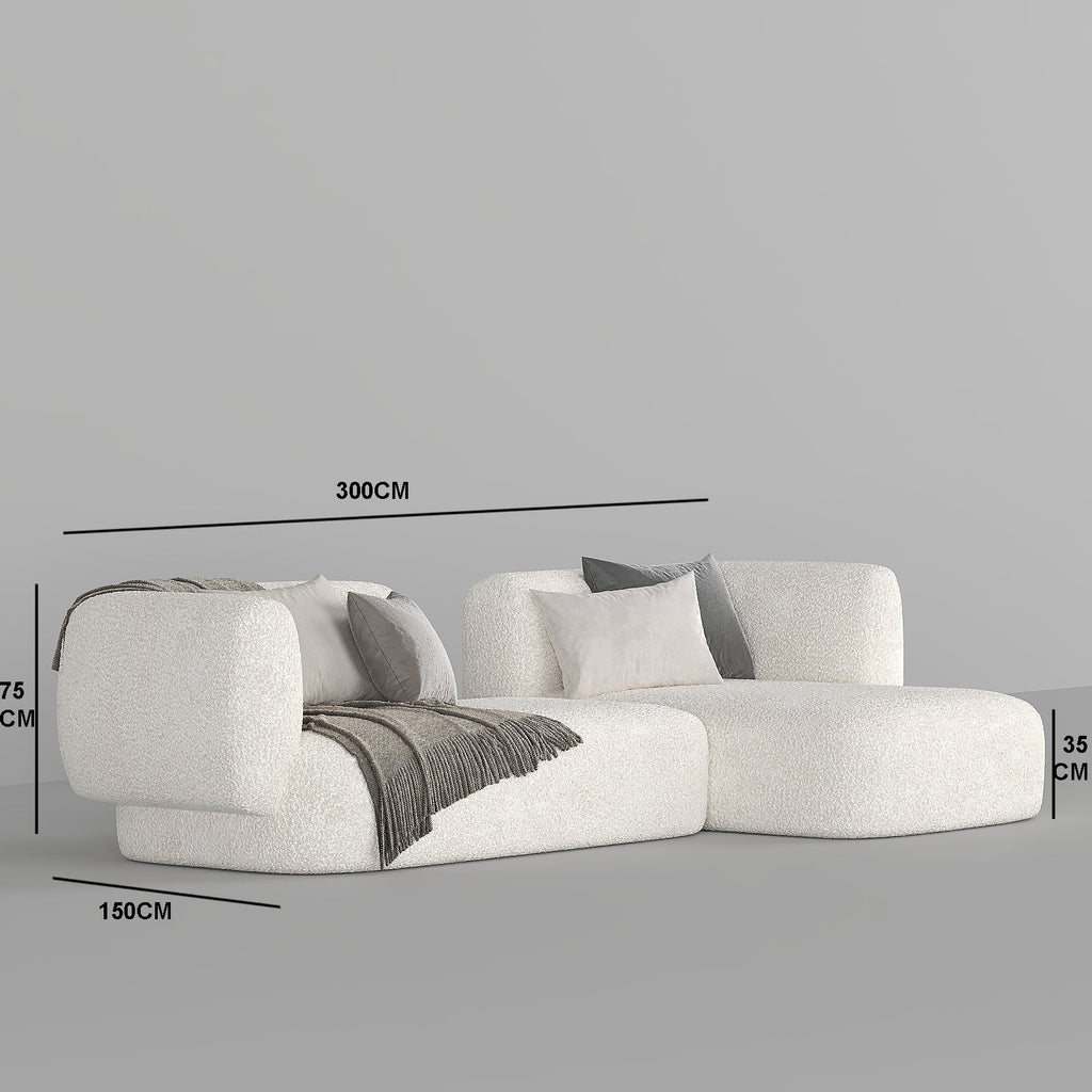 Aura L-Shape Sofa / Premium White Boucle