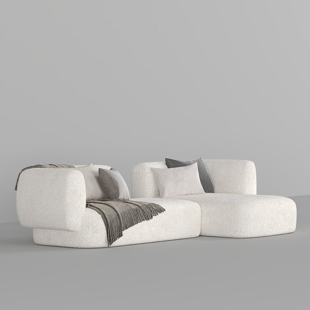 Aura L-Shape Sofa / Premium White Boucle