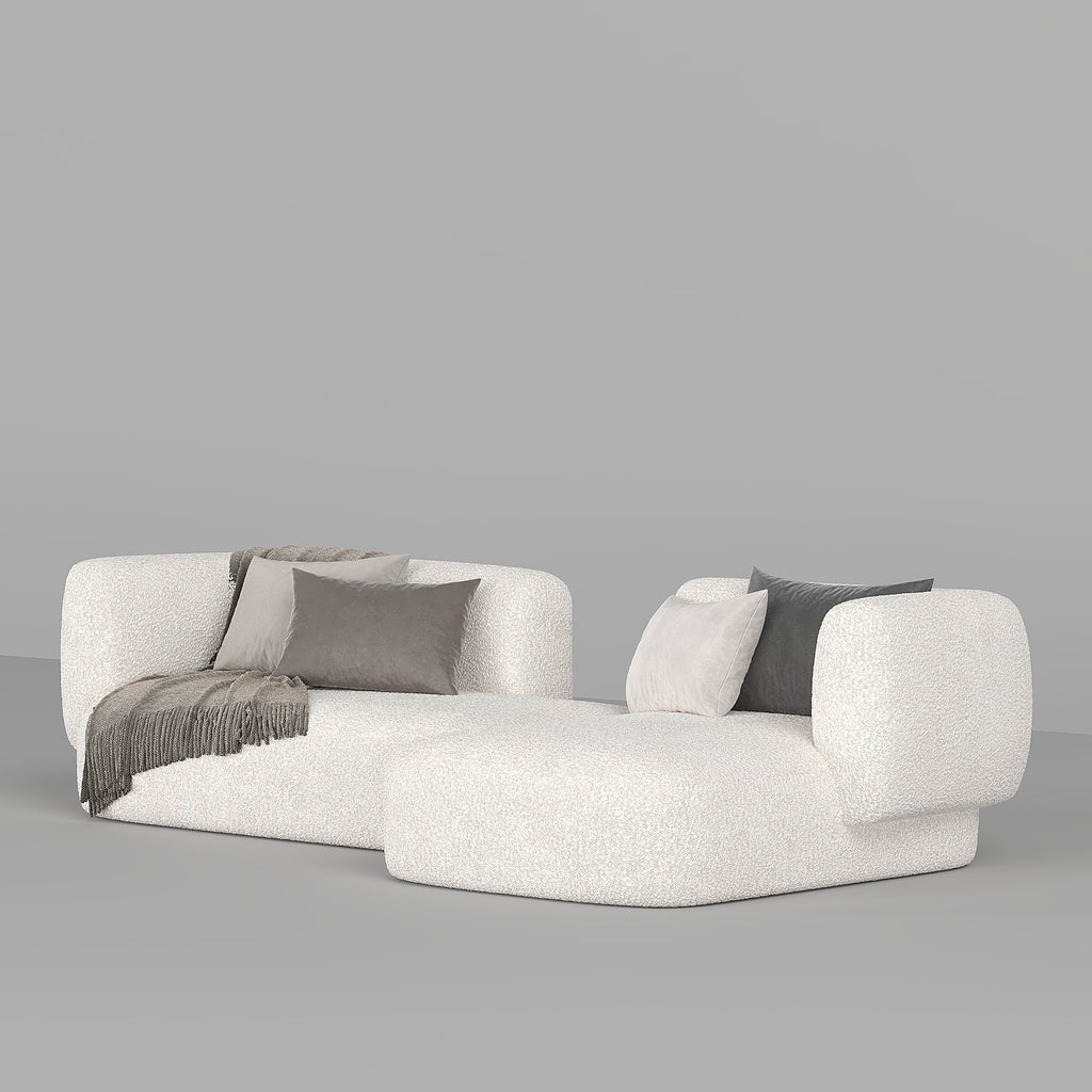 Aura L-Shape Sofa / Premium White Boucle