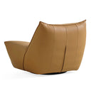Java Comfort Brown Leather Swivel Wing Chair With Metal Legs