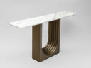 Console AKRON en marbre blanc et métal finition laiton