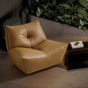 Java Comfort Brown Leather Swivel Wing Chair With Metal Legs