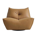 Java Comfort Brown Leather Swivel Wing Chair With Metal Legs