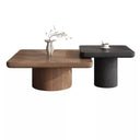CANTON Set de 2 tables basses carrées moderne en bois 90 / 60 cm