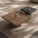 CANTON Set de 2 tables basses carrées moderne en bois 90 / 60 cm