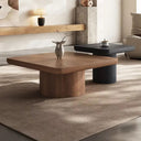 CANTON Set de 2 tables basses carrées moderne en bois 90 / 60 cm