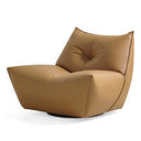 Java Comfort Brown Leather Swivel Wing Chair With Metal Legs