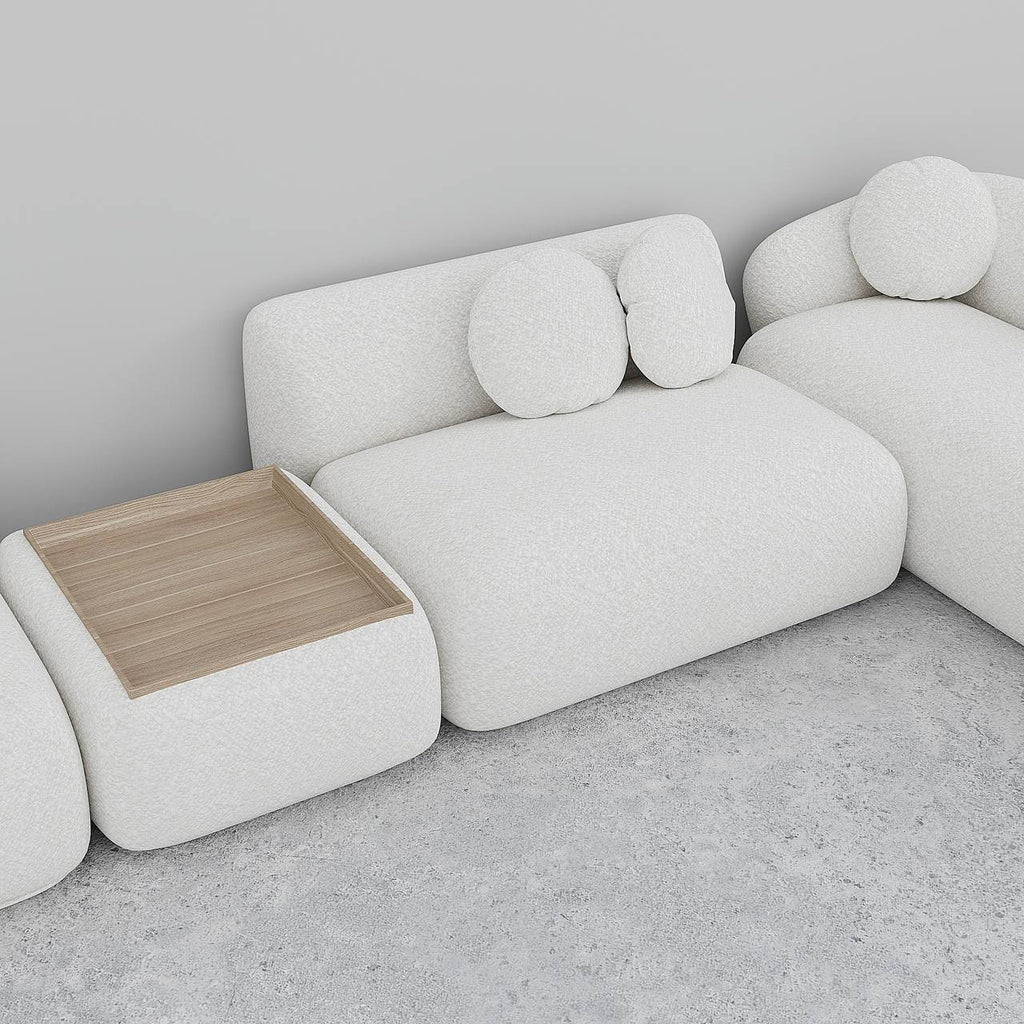 Cappy L-Shaped Modular Sofa / White Boucle
