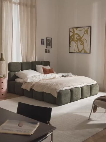 Lit matelassé en peluche-bouclette avec rangement Tayla