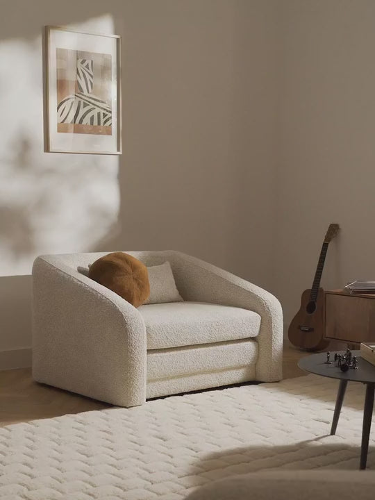 Fauteuil convertible en peluche-bouclette Eliot