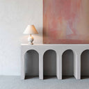 Alaska Vista Wood Arched Baseless Artisan Console Table