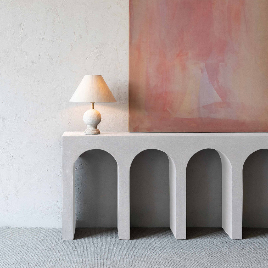 Alaska Vista Wood Arched Baseless Artisan Console Table