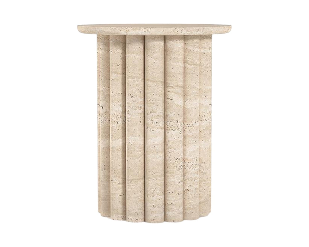 LORENZO HAND CRAFTED ORGANIC TRAVERTINE SIDE TABLE