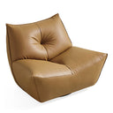 Java Comfort Brown Leather Swivel Wing Chair With Metal Legs