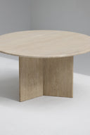 Decorative Round Travertine Dining Table, 1970s
