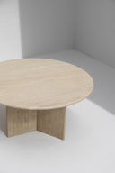 Decorative Round Travertine Dining Table, 1970s